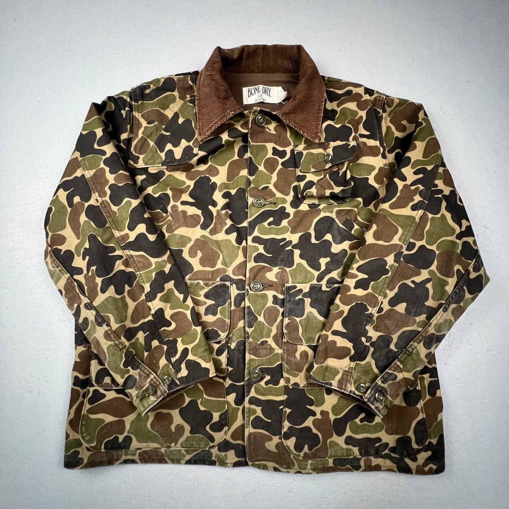 RedHead Bone-Dry Hunting Jacket Mens 44 Green Camo Corduroy Utility Field Coat
